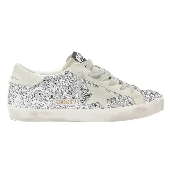 Golden Goose Ball-Star Suede Star Grey Heel Tab Glitter Base