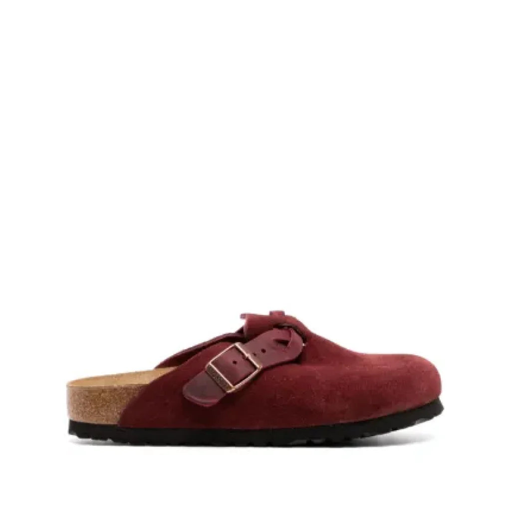 Birkenstock Red Boston Suede Clogs