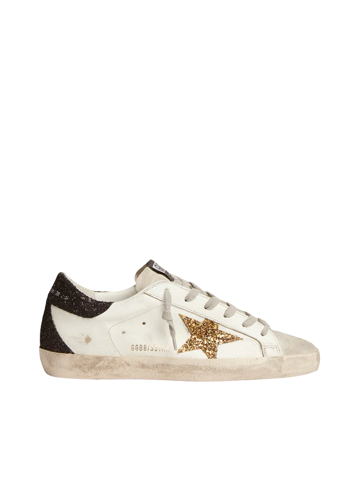 Goldengoose Women’s Super-Star
in nappa leather with gold glitter star and black glitter heel tab