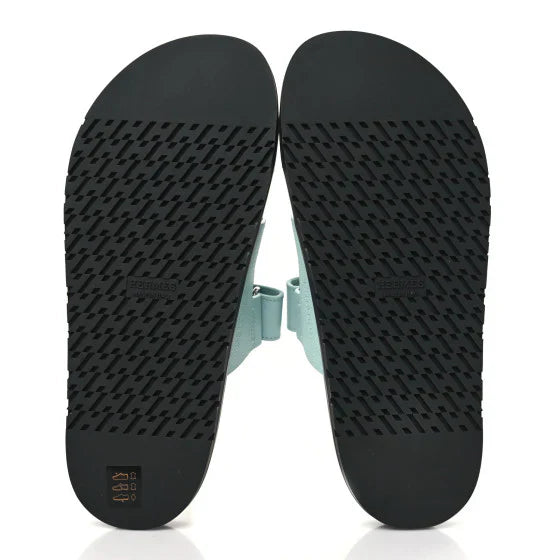 Hermes Epsom Womens Chypre Sandals 39 Bleu Cristaux