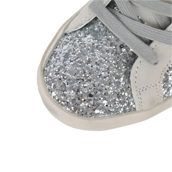 Golden Goose Ball-Star Suede Star Grey Heel Tab Glitter Base