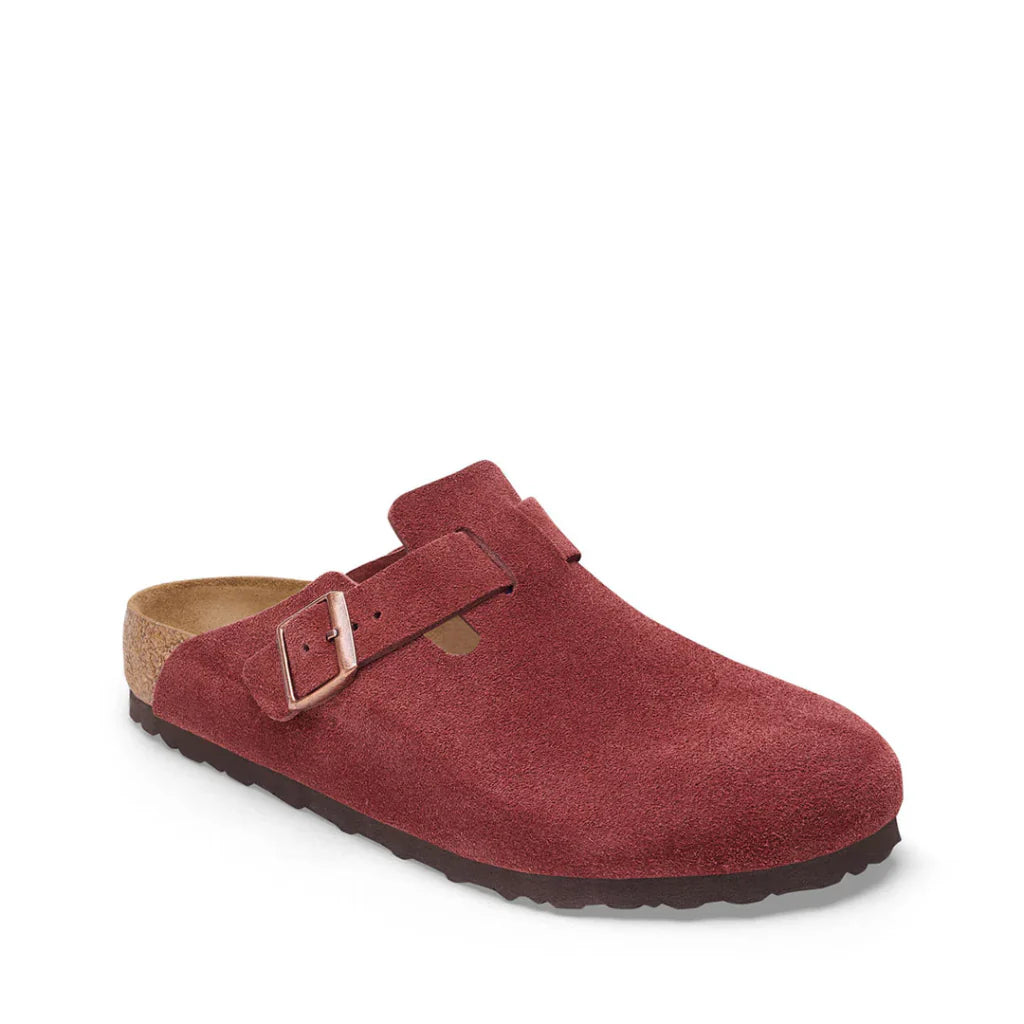 Birkenstock Red Boston Suede Clogs