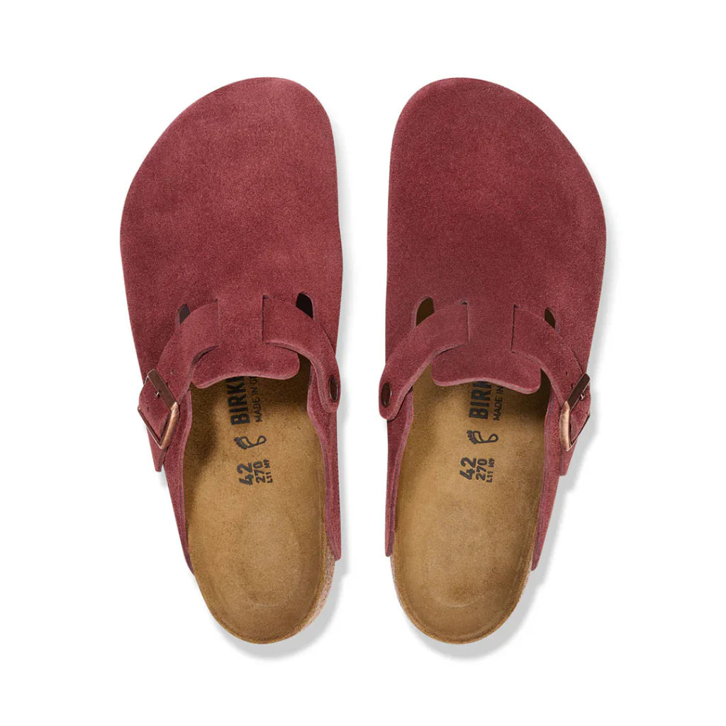 Birkenstock Red Boston Suede Clogs