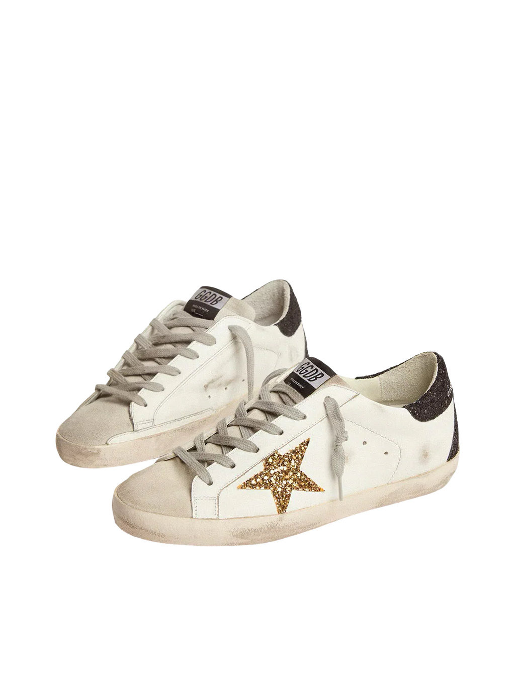 Goldengoose Women’s Super-Star
in nappa leather with gold glitter star and black glitter heel tab