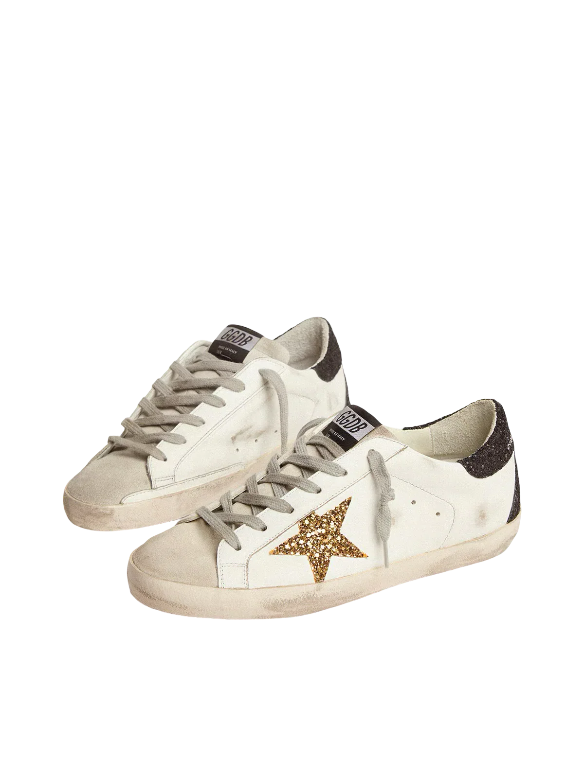 Goldengoose Women’s Super-Star
in nappa leather with gold glitter star and black glitter heel tab
