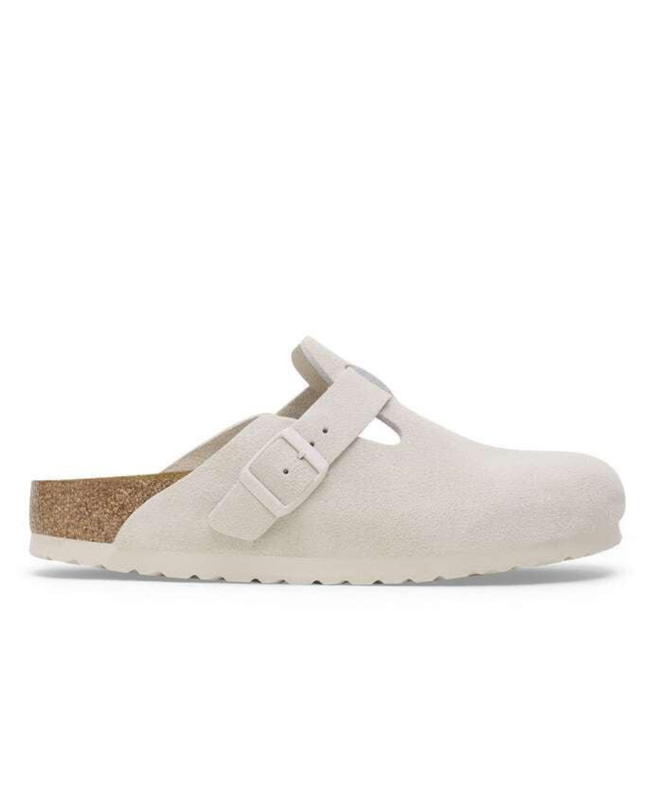 BIRKENSTOCK BOSTON SOFT FOOTBED SUEDE LEATHER-WHITE