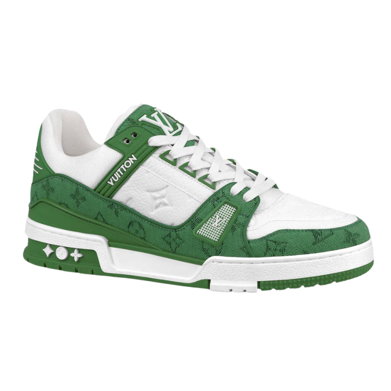 Louis Vuitton Trainer Green Monogram Denim White