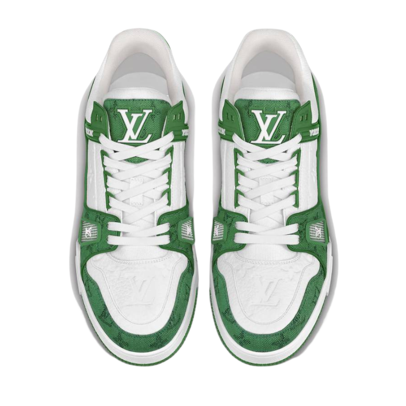 Louis Vuitton Trainer Green Monogram Denim White