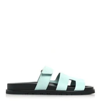 Hermes Epsom Womens Chypre Sandals 39 Bleu Cristaux