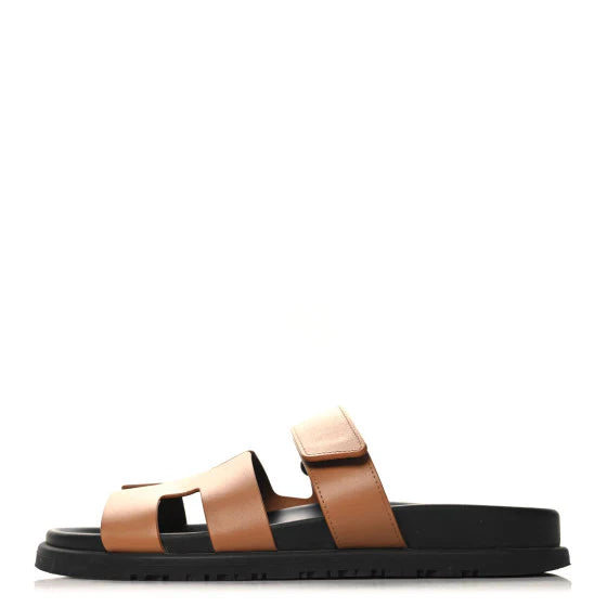 Hermes Calfskin Womens Chypre Sandals Naturel