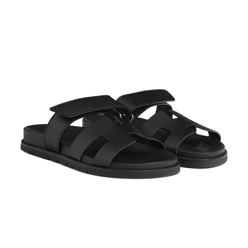 Hermès Chypre leather sandal black