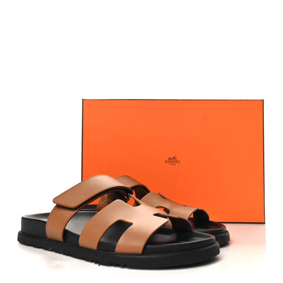 Hermes Calfskin Womens Chypre Sandals Naturel